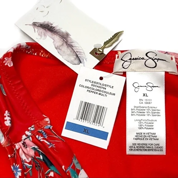 Jessica Simpson Bikini Bottoms Mix & Match Floral Print Swim Red Size XL - Picture 7 of 10